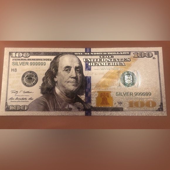 Silver & gold foil set of 4 prop 100 bill place holders for cash stuffing binder - Picture 3 of 4